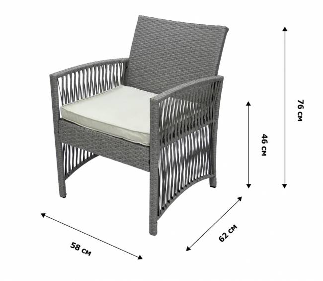 Набор мебели Лондон (стол+2кресла+диван ротанг серо-бежевый, подушки бежевые) Набор мебели Лондон (стол+2кресла+диван ротанг серо-бежевый, подушки бежевые)