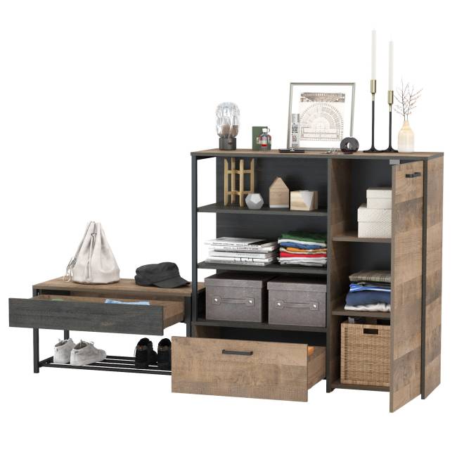 Комод с ящиком и нишами и обувница с сиденьем Трувор цвет дуб гранж песочный/интра Комод с ящиком и нишами и обувница с сиденьем Трувор цвет дуб гранж песочный/интра