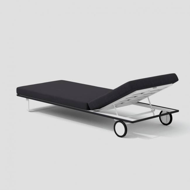 Шезлонг COSTA на колесах антрацит - белый каркас