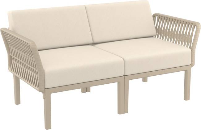 Диван пластиковый двухместный с подушками Portofino Lounge бежевый, бежевый 1600х800х690 мм Диван пластиковый двухместный с подушками Portofino Lounge бежевый, бежевый 1600х800х690 мм
