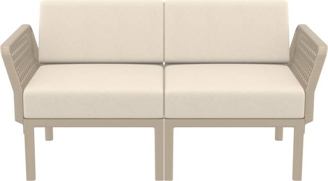 Диван пластиковый двухместный с подушками Portofino Lounge бежевый, бежевый 1600х800х690 мм Диван пластиковый двухместный с подушками Portofino Lounge бежевый, бежевый 1600х800х690 мм