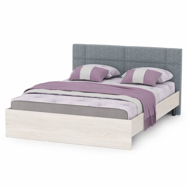 Двуспальная кровать Ника 1600 с основанием и шкаф для одежды цвет ясень анкор светлый