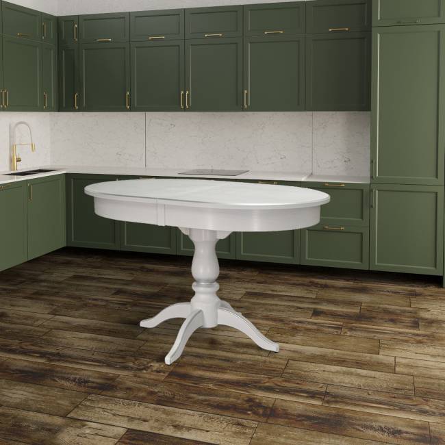 Стол обеденный Тарун 4 раздвижной белый/серебро 120/160*84