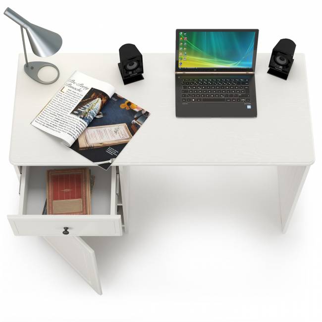 Стол письменный Роуз 12.148 цвет белый с тиснением поры дерева/ясень ваниль