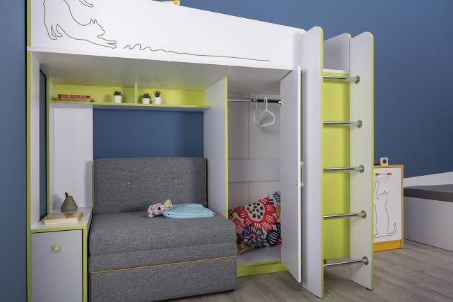 Альфа 11.20 Диванный блок ткань рогожка серая/горчичный