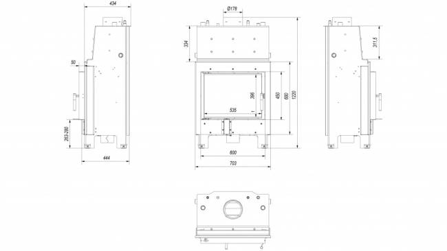 Топка  c теплообменником Kratki PRO MBM/PW/10/W