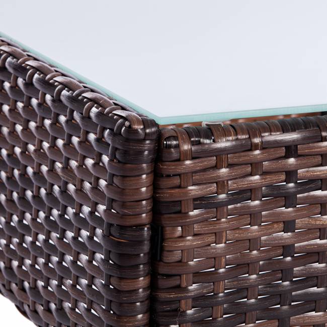 Лаундж сет [диван+2кресла+столик+подушки] (мод.210013 А) пластиковый ротанг, 107х60х83см/60х60х83см/79,5х45,5х34см, темно-коричневый, ткань DB-18 серый темно-коричневый, ткань DB-18 серый пластиковый ротанг