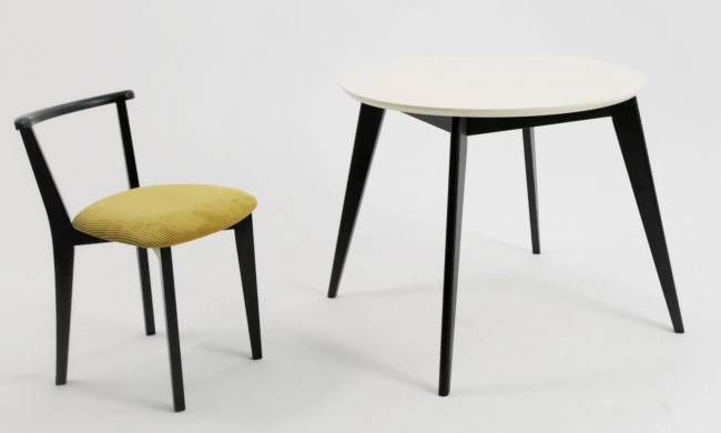 Стол Arki К 90 чёрный/слоновая кость