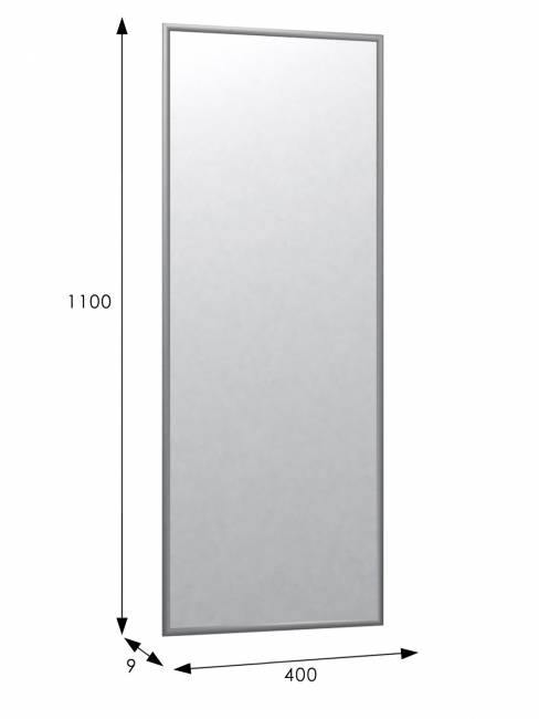 Зеркало настенное в раме Сельетта-6, матовое серебро 110 см х 40 см