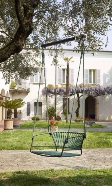 Качели плетеные Lisa Swing антрацит, ментоловый 730х650х1750 мм