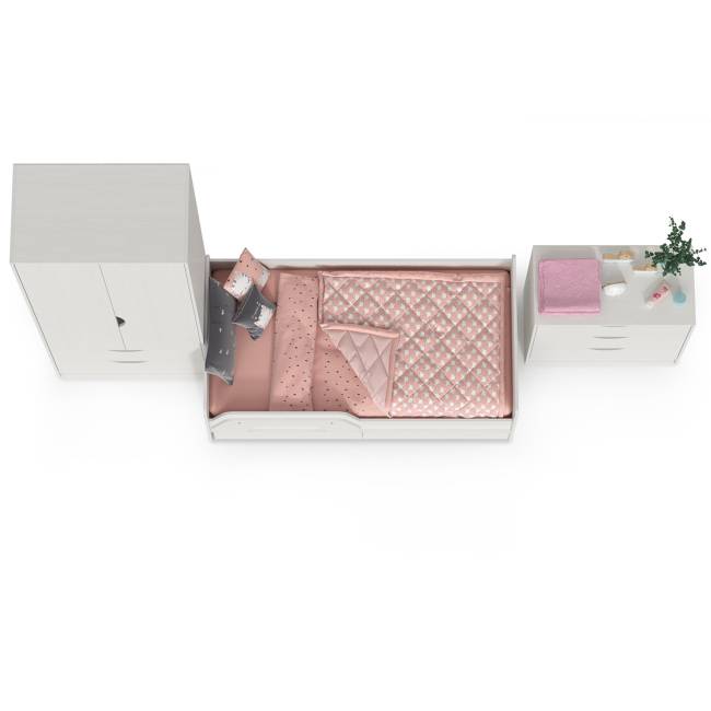 Мебель для детской Уна: кровать с ящиками + комод + шкаф для одежды цвет белый