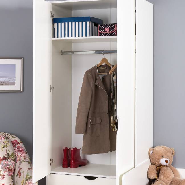 Мебель для детской Уна: кровать с ящиками + комод + шкаф для одежды цвет белый