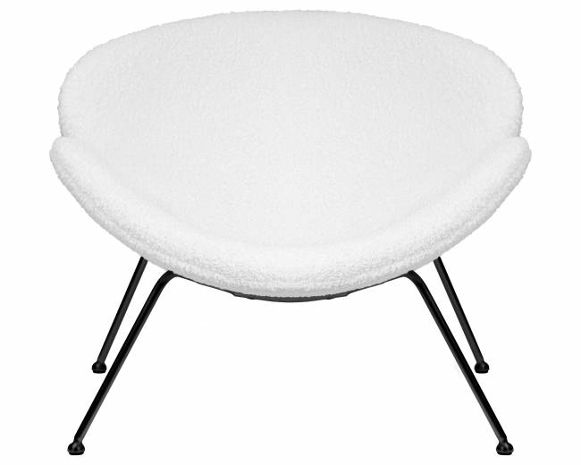 Кресло дизайнерское DOBRIN EMILY, белый (букле) ткань, черное основание