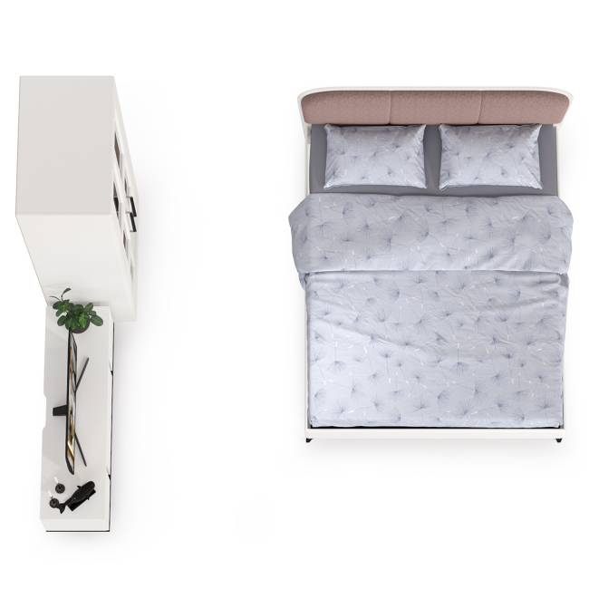 Кровать двуспальная Валенсия со шкафом и ТВ тумбой Квадро цвет белый шагрень/чёрный/ткань велутто 19 Кровать двуспальная Валенсия со шкафом и ТВ тумбой Квадро цвет белый шагрень/чёрный/ткань велутто 19