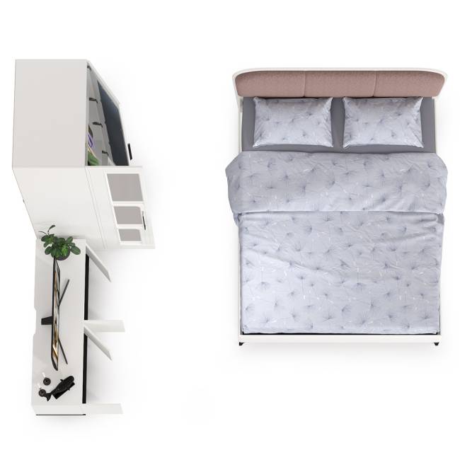 Кровать двуспальная Валенсия со шкафом и ТВ тумбой Квадро цвет белый шагрень/чёрный/ткань велутто 19 Кровать двуспальная Валенсия со шкафом и ТВ тумбой Квадро цвет белый шагрень/чёрный/ткань велутто 19