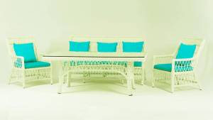 Комплект LEGEND с прямоугольным столом, на 5 персон, белый Комплект LEGEND с прямоугольным столом, на 5 персон, белый