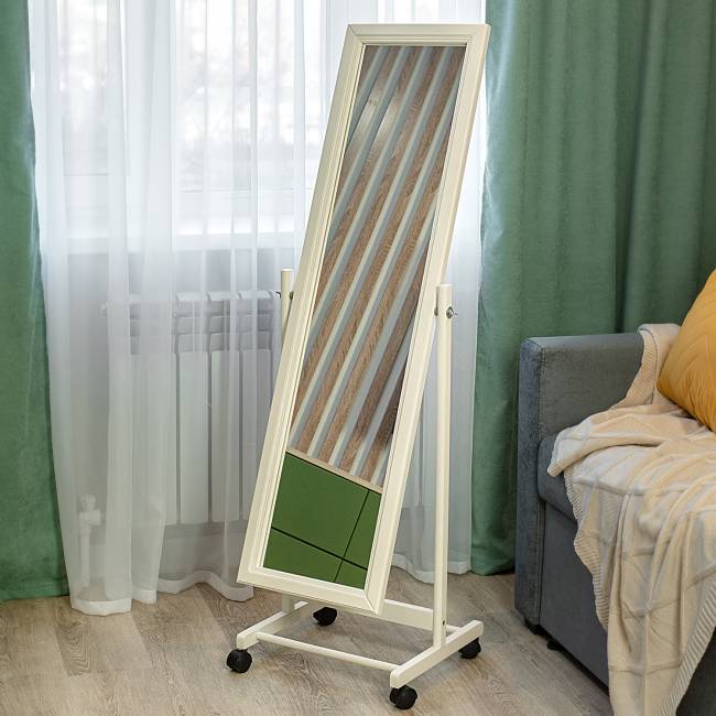 Зеркало напольное BeautyStyle 27 слоновая кость 135 см х 42,5 см Зеркало напольное BeautyStyle 27 слоновая кость 135 см х 42,5 см