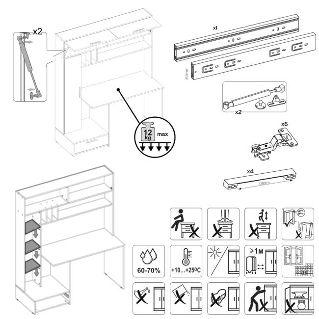 Лайт столы письменные 03.243Н цвет сатин/дымчатый зелёный