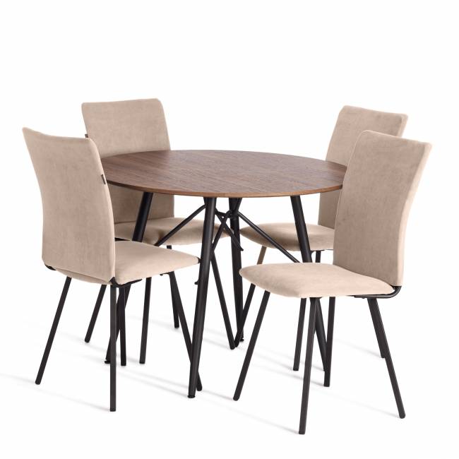 Стул обеденный La Rousse флок , бежевый/черный, 7, 49х50х93 бежевый флок