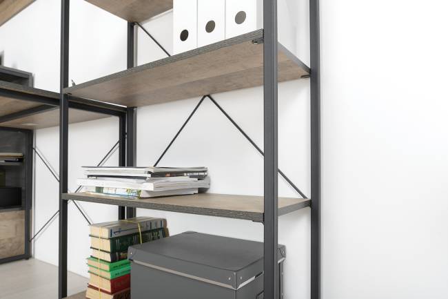 Комод с витриной с подсветкой и открытый стеллаж Трувор цвет дуб гранж песочный/интра Комод с витриной с подсветкой и открытый стеллаж Трувор цвет дуб гранж песочный/интра