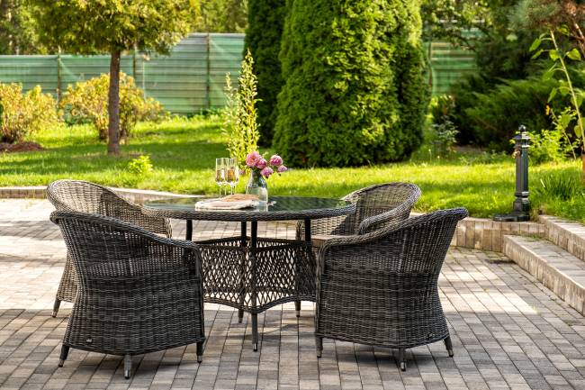 "Равенна" обеденная группа плетеная, цвет графит "Равенна" обеденная группа плетеная, цвет графит