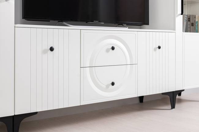 Валенсия стенка для гостиной № 71 цвет белый шагрень