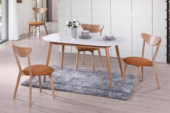 Стол обеденный MAX (Макс) основание бук, столешница мдф, 140 х 80 х 75см, Белый+Натуральный ( Бук) Белый+Натуральный ( Бук) основание бук, столешница мдф