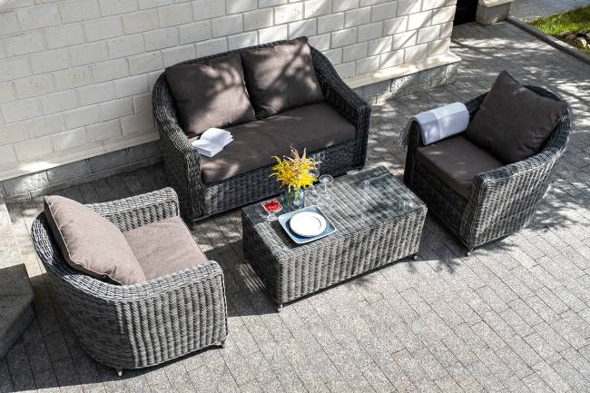 "Кон Панна" столик журнальный из искусственного ротанга, цвет графит "Кон Панна" столик журнальный из искусственного ротанга, цвет графит