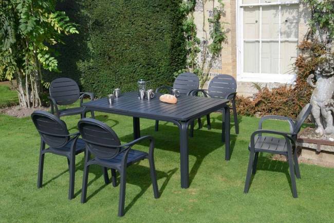 Стол пластиковый раздвижной Alloro 140 Extensible антрацит 1400-2100х1000х730 мм Стол пластиковый раздвижной Alloro 140 Extensible антрацит 1400-2100х1000х730 мм