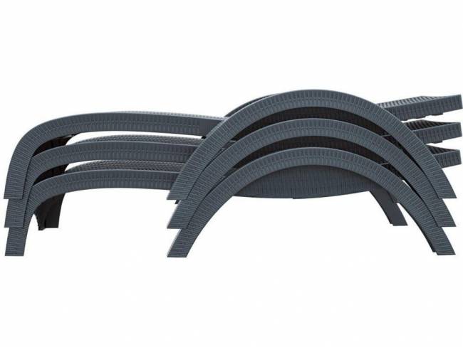 Шезлонг пластиковый с матрасом GS 1009 (Fiji) антрацит, слоновая кость 1870x730x340 мм